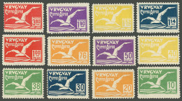 URUGUAY: Sc.C14/C25, 1928 Albatross, Complete Set Of 12 Values, Mint Lightly Hinged, Very Fresh, VF! - Uruguay