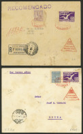 URUGUAY: 17 And 19/MAR/1926, 2nd And 3rd Flights Montevideo - Rocha, Registered Covers With Special Handstamp Of The Fli - Uruguay