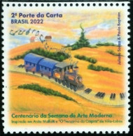 BRAZIL #4036  - THE LITTTLE TRAIN  -  MODERN ART WEEK CENTENARY - LOCOMOTIVE  -2022  MINT - Unused Stamps
