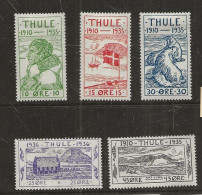 Greenland Thule 1935 25th Anniversary Of The Founding Of The Thule Settlement. Mi 1-5 Unused MH(*) - Thulé