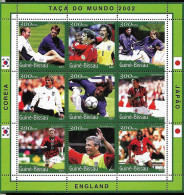 #9077 GUINEA-BISSAU 2001 FOOTBALL SOCCER WORLD CUP 2002 ENGLAND PLAYERS M/S MNH  - 2002 – Zuid-Korea / Japan