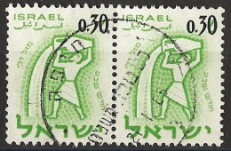 Israel 1962 - Mi 251 - YT 213 ( Aquarius - The Water Carrier - Surcharged ) Pair - Gebraucht (ohne Tabs)