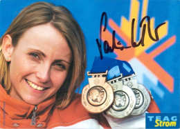 Autogramm AK Eisschnellläuferin Sabine Völker Eissportclub Erfurt EC ESC Olympiasiegerin Olympische Winterspiele Olympia - Autogramme