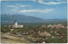 Salt Lake City - State Capitol, Snow-capped Wasatch Range - (UT, USA) - 1956 - Salt Lake City