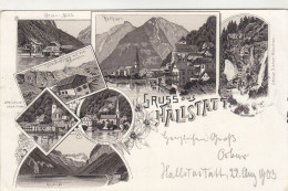 E2476) GRUSS Aus HALLSTATT - LITHO S/W Gosaumühle - Unterkunftshaus - Wasserfall Hotel Seeauer - Etc. 1903 - Hallstatt