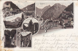 E2477) GRUSS Aus HALLSTATT - LITHO Hotel SEEAUER U. SCHIFF - Gosauzwang - Dachstein - Mühlbachfall 1895 !!! - Hallstatt