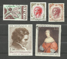 Monaco N°675, 772, 774, 842, 846 Cote 4.40€ - Used Stamps