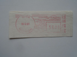 D200367 Red  Meter Stamp Cut- EMA - Freistempel  -1981 Japan  SUWA - Otros & Sin Clasificación