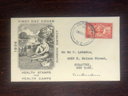 NEW ZEALAND FDC TRAVELLED COVER LETTER TO USA 1936 YEAR HEALTH MEDICINE - Lettres & Documents