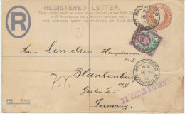 GB 1903 EVII 3d Postal Stationery Registered Env (backside See Scan) Uprated 1 1/2d With CDS Thimble 21mm "REGISTERED / - Storia Postale