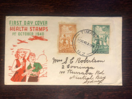 NEW ZEALAND FDC TRAVELLED COVER LETTER TO AUSTRALIA 1940 YEAR HEALTH MEDICINE - Lettres & Documents