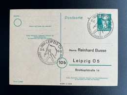 GERMANY 1949 POSTCARD LEIPZIG 03-06-1949 DUITSLAND DEUTSCHLAND SST UBERALL JUGEND VORAN - Entiers Postaux