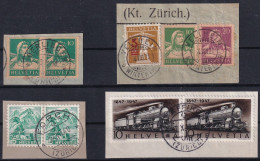 4 Ausschnitte Schweiz Mit Stempel Kanton Zürich - OERLINGEN, VELTHEIM Bei WINTERTHUR, FORCH, PFÄFFIKON - Collections