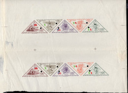 DOMINICAN REPUBLIC(1956) Melbourne Olympics. Proof Sheet Showing Vignettes Of First 5 Stamps (non-airmail) Of Triangle S - Sommer 1952: Helsinki