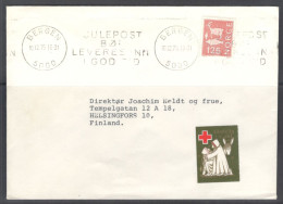 Norway. Stamp Sc. 614 On Letter, Sent From Bergen On 10.12.1975 To Finland. Christmas Label. - Covers & Documents