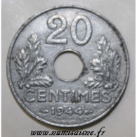 GADOURY 321 - 20 CENTIMES 1944 - TYPE 20 - FLAN MINCE - KM 900 - TTB - Other & Unclassified