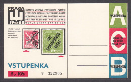 Czechoslovakia 1980 - Stamps Exhibition PRAGA'68, Ticket For The Exhibition - Andere & Zonder Classificatie