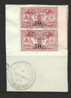 New Hebrides French 1924 30c Surcharge On 10c Pair FU On Piece With Full H & C Type 8 Cds , Another Full Cds Below - Oblitérés