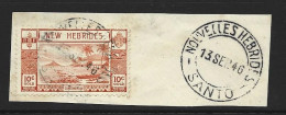 New Hebrides 1938 10c Lopevi Island Definitive FU On Piece With H & C Type 16 - French Santo -  Cds + Full Cds Adjacent - Used Stamps