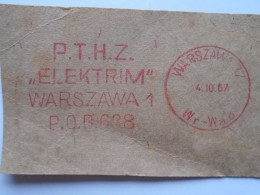 D200442  Red Meter Cut - EMA - Freistempel    Poland Polska  1967  P.T.H.Z. Elektrim  Warszawa  -Electro - Frankeermachines (EMA)