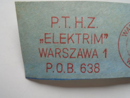 D200444  Red Meter Cut - EMA - Freistempel    Poland Polska  1971  P.T.H.Z. Elektrim  Warszawa  -Electro - Frankeermachines (EMA)