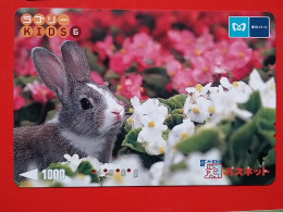 T-180 - JAPAN -JAPON, NIPON, Carte Prepayee -  Rabbit. Lapin - Lapins