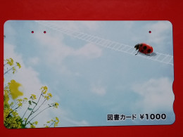 T-203 - JAPAN -JAPON, NIPON, Carte Prepayee  ANIMAL, LADYBUG, BUBAMARA, LADYBIRD, COCCINELLE, - Lieveheersbeestjes