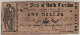 USA   $ 1  "The State Of North Carolina "  Dated 1st Jan. 1866   ( Issued-genuine ! ) - Divisa Confederada (1861-1864)