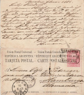 ARGENTINA 1886 POSTCARD SENT FROM BARADERO TO HAMBURG - Briefe U. Dokumente