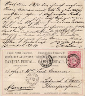 ARGENTINA 1889 POSTCARD SENT FROM BUENOS AIRES TO RHEINPREUSSEN - Lettres & Documents