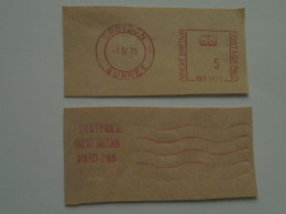 D200502 Red  Meter Stamp  Cut -EMA - Freistempel- UK - CROYDON 1975 And 1976   Lot Of 2 Pcs - Franking Machines (EMA)
