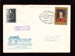 1973 Nicolaus Copernicus - Stagecoach Mail_CZA_11_ BRODNICA - Lettres & Documents