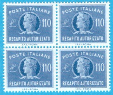 ZBRAQ77001 ITALIA 1977 RECAPITO AUTORIZZATO QUARTINA NUOVA MNH ** - Fiscale Zegels