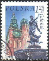POLOGNE -  Gdansk (Fontaine De Neptune Et Détail Tours De L'Hôtel De Ville) - Oblitérés