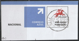 Fragment - Postmark REDONDO -|- Correio Azul. Pré-Pago / Prepaid Blue Mail - Usati