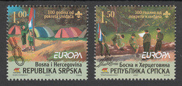 Bosnia Serbia 2007 Europa CEPT 100 Years Anniversary Of Scouting Scouts Pfadfinder, Set From Mini Sheet MNH - 2007
