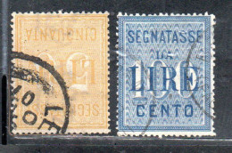 ITALIA REGNO ITALY KINGDOM 1903 SEGNATASSE TAXE TASSE LIRE 50 E 100 SERIE COMPLETA COMPLETE SET USATA USED OBLITERE' - Impuestos