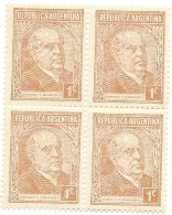 ARGENTINA YEAR 1935 PRESIDENT SARMIENTO  1C BROWN  BLOCK MATTE PAPER MH - Unused Stamps