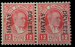 Alexandrette , Alexandretta, Hatay, Turkey  Surch. Stamp 12 Pi. Pair Rare MNH  ** - Neufs