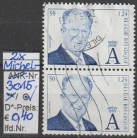 2000 - BELGIEN - FM/DM "König Albert II." 50 Fr / € 1,24 Dkl'violettblau  - 2x O Gestempelt - S.Scan (3015o X2 Be) - 1993-2013 Koning Albert II (MVTM)