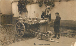 CPAEurope > Belgique > Bruxelles > Petits Métiers Laitière Flamande  - Voiture à Chien - ETAT -  Accroc Coin Inf.dt - Artesanos