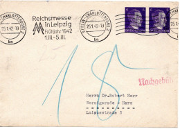 61921 - Deutsches Reich - 1942 - 6+6Pfg Hitler PGAUmschlag BERLIN - ... -> Wernigerode, M 18Pfg Nachgebuehr - Private Postal Stationery