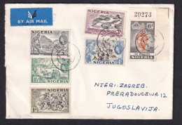 NIGERIA - Envelope Sent By Air Mail From Nigeria To Zagreb 1960, Nice Franking / Traveled, 2 Scans - Nigeria (1961-...)