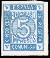 España - (*) - Cifras 1872 - Ensayo Color 5cts. Azul S/dentar - Gálvez 771 - Neufs