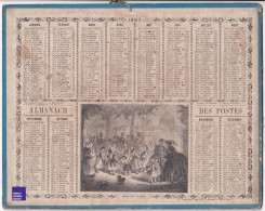 Almanach Des Postes - Rare Calendrier 1867 Oberthur Rennes - Gravure Jardin Des Tuileries Paris - Empire Poste GFE1-19 - Grand Format : ...-1900