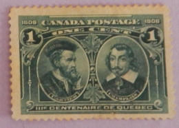 CANADA YT 86 NEUF(*)MNG "CARTIER ET CHAMPLAIN"  ANNÉE 1908 - Neufs