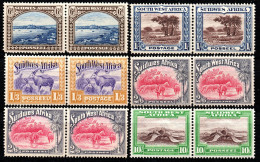 2342. SOUTH WEST AFRICA 1931 SG.79,80,81(PERF. SPLIT)82 X 2,84 6 PAIRS MVLH. - Südwestafrika (1923-1990)