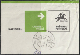 Fragment - Postmark PAREDES -|- Correio Verde. Pré-Pago / Prepaid Green Mail - Usati
