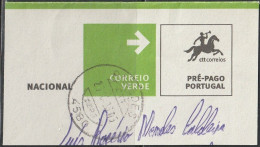 Fragment - PostmarK PAREDES -|- Correio Verde. Pré-Pago / Prepaid Green Mail - Usati