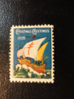 1928 Ship TB Vignette Christmas Seals Seal Label Poster Stamp USA - Unclassified